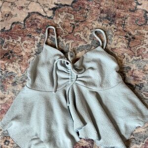 Gaze Gray Sleeveless Camisole with Tie Front